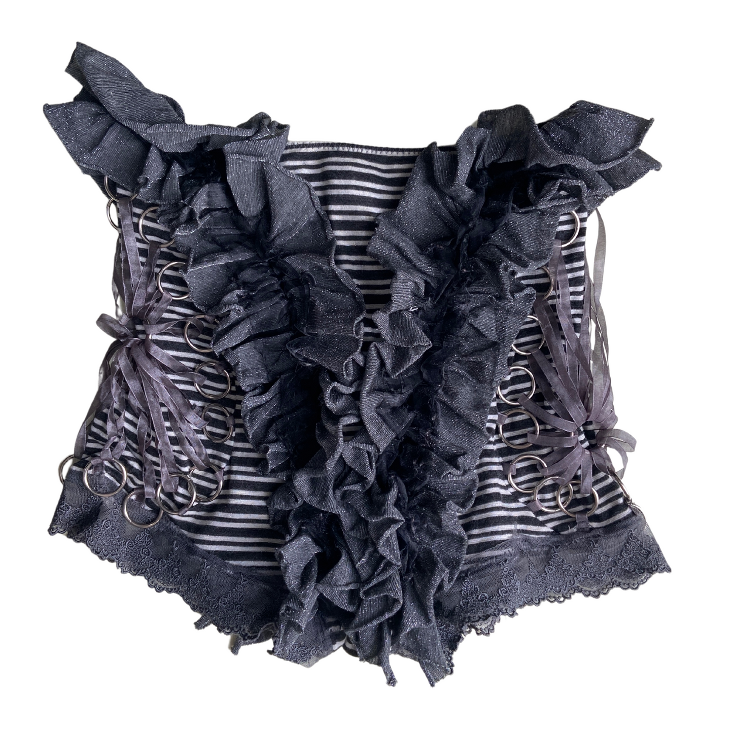 Alice Auaa Shorts in Grey White and Black Striped