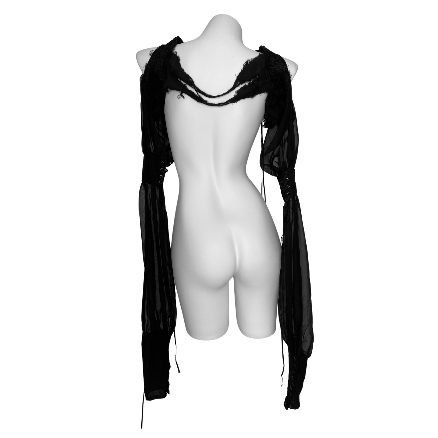 Alice Auaa Black Sheer Lace-up Sleeves