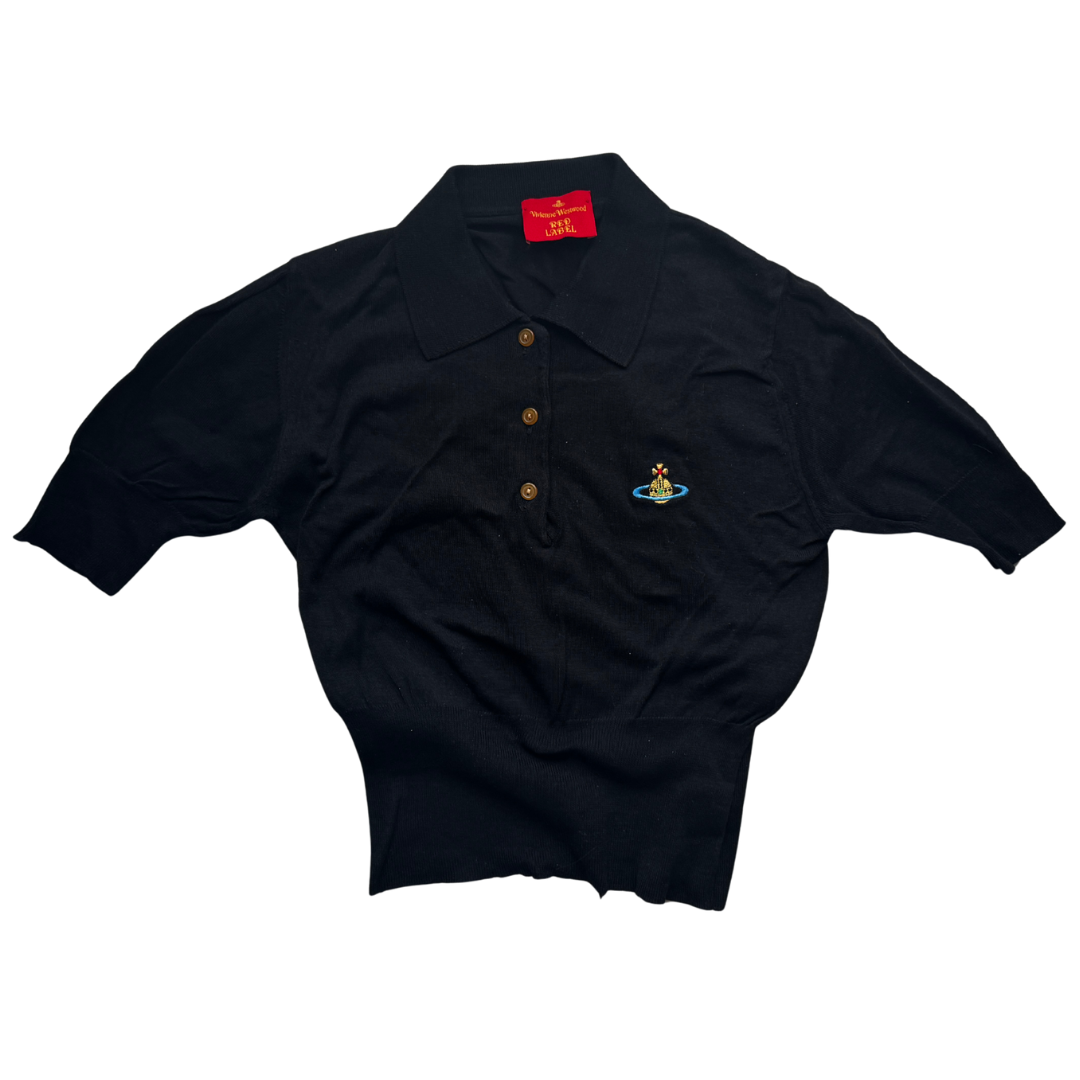 Vivienne Westwood Red Label Polo 3/4 Sleeve Black Knit Shirt