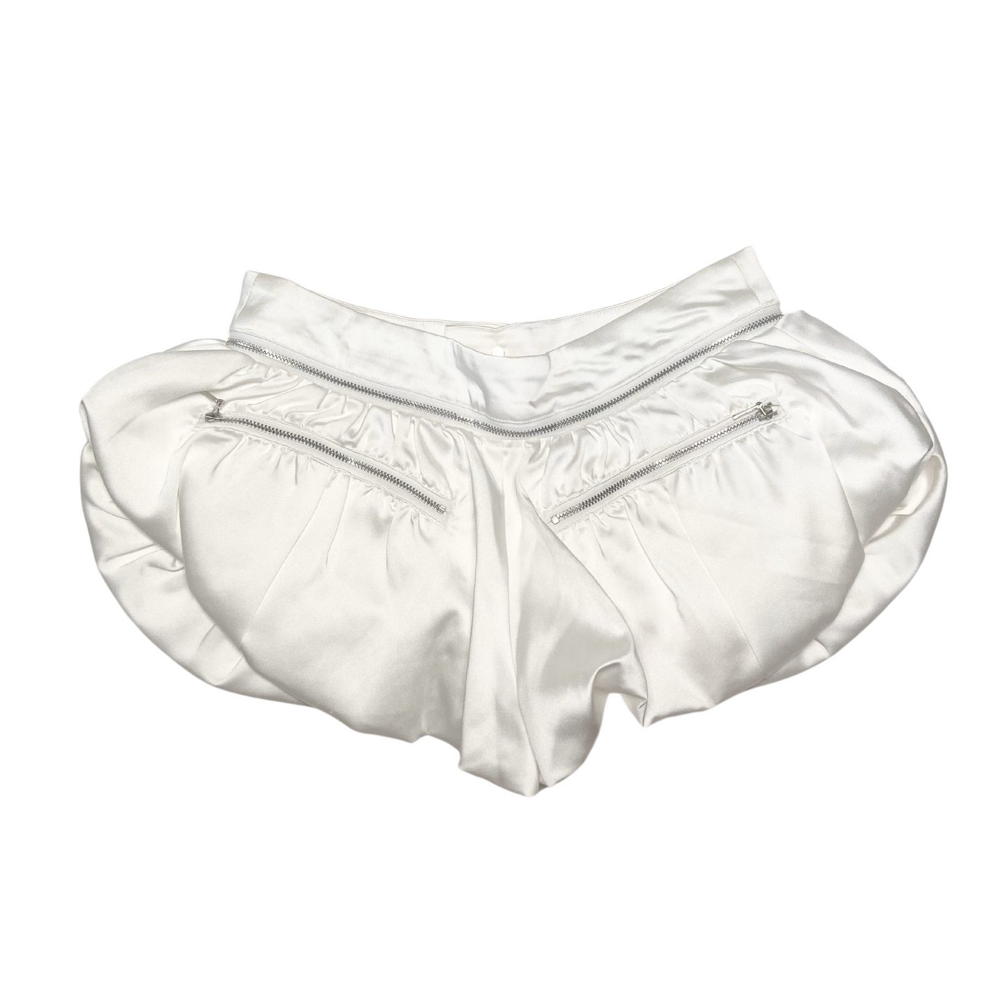 White Silky Bubble Shorts
