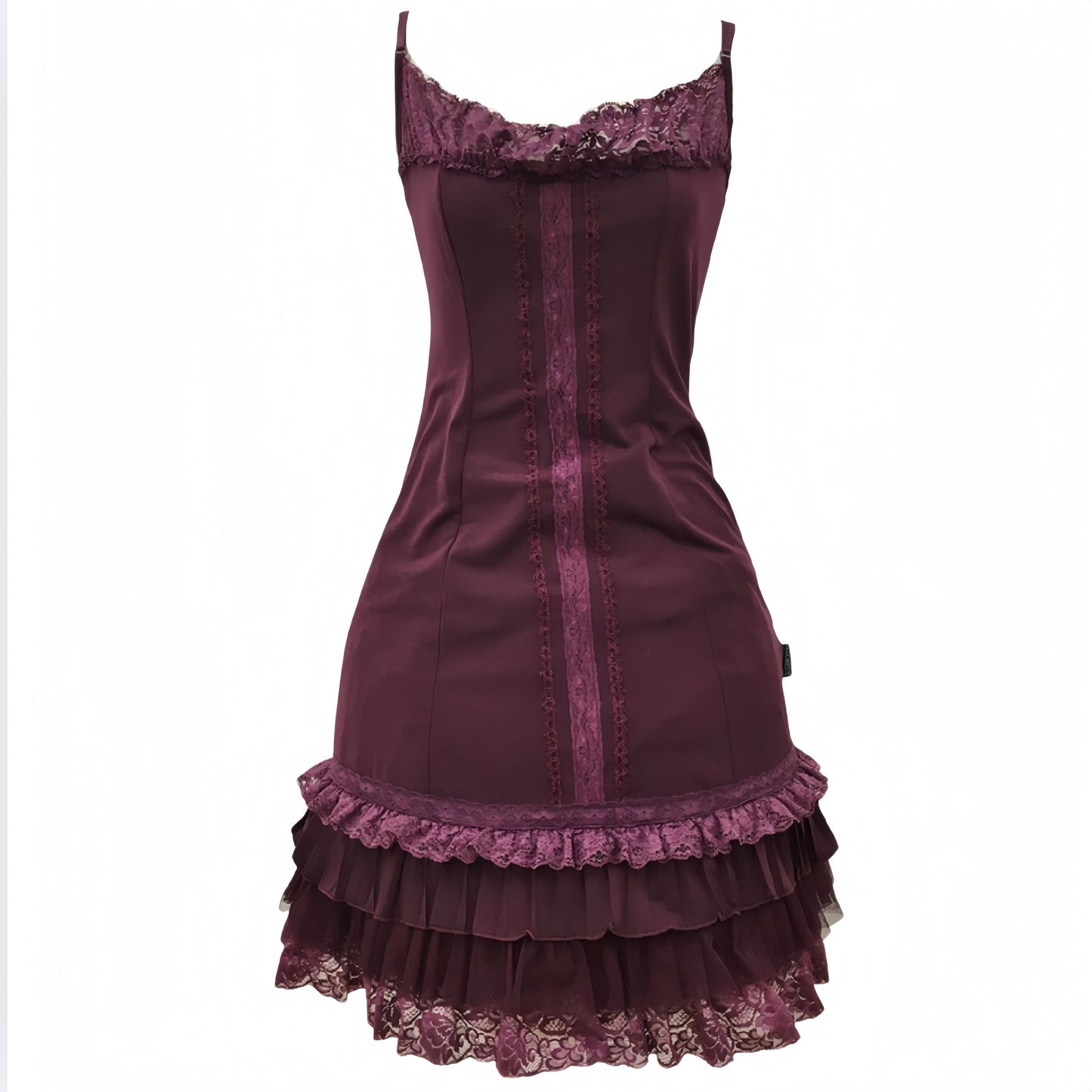 Ozz Oneste Maroon Lace Trim Dress with Petticoat