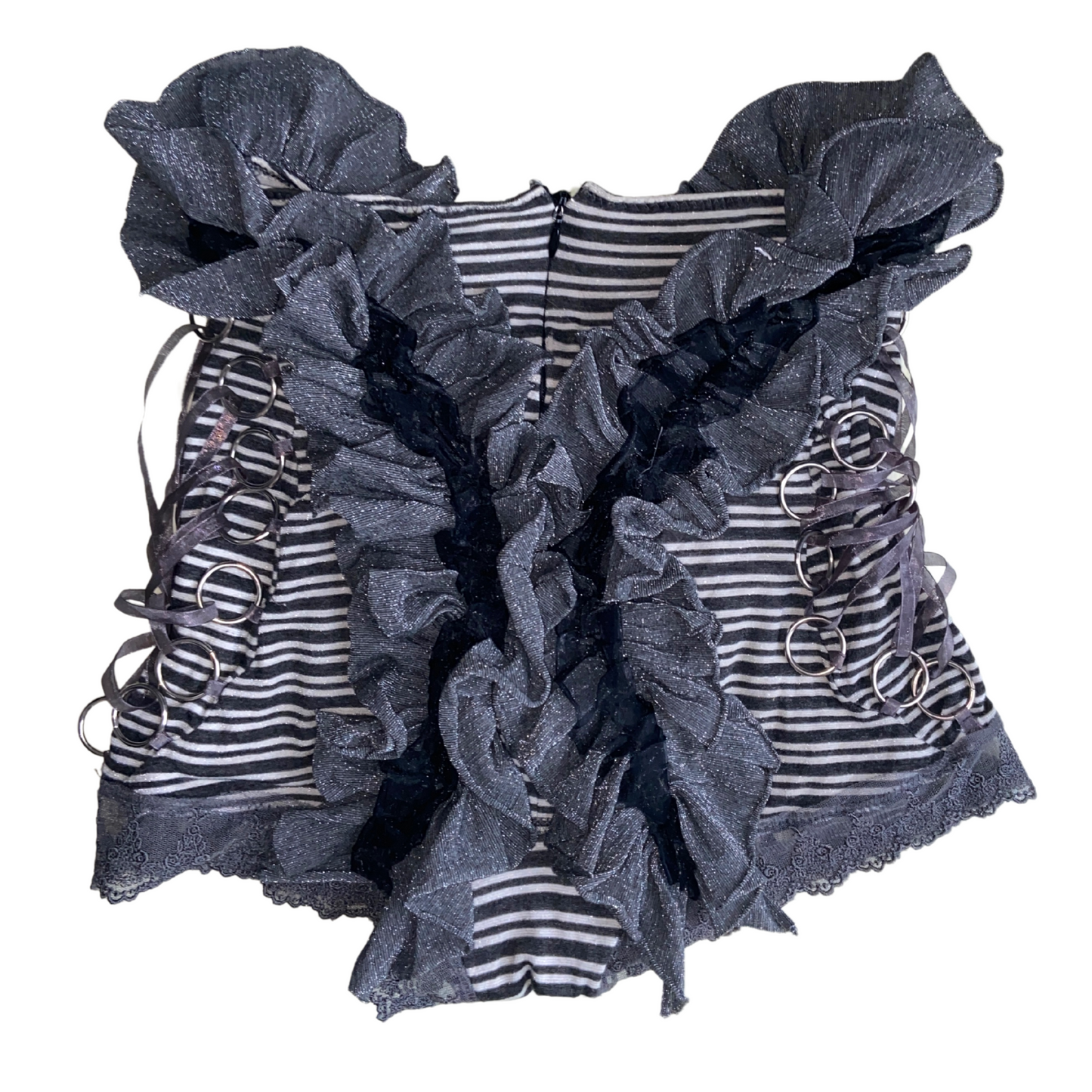 Alice Auaa Shorts in Grey White and Black Striped