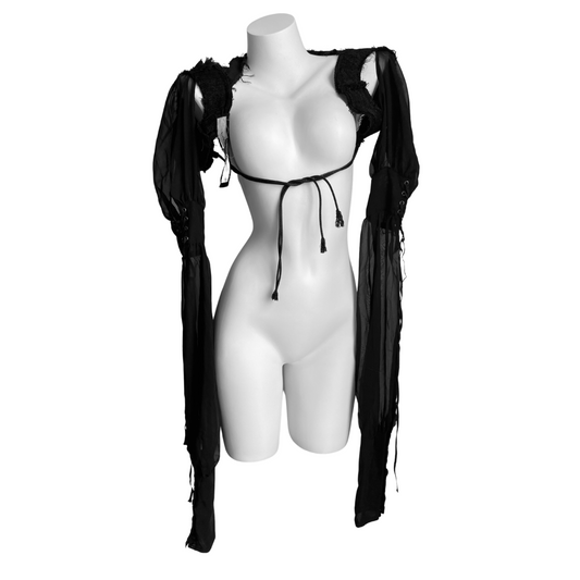 Alice Auaa Black Sheer Lace-up Sleeves