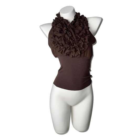 Ruffle Brown Halter Top