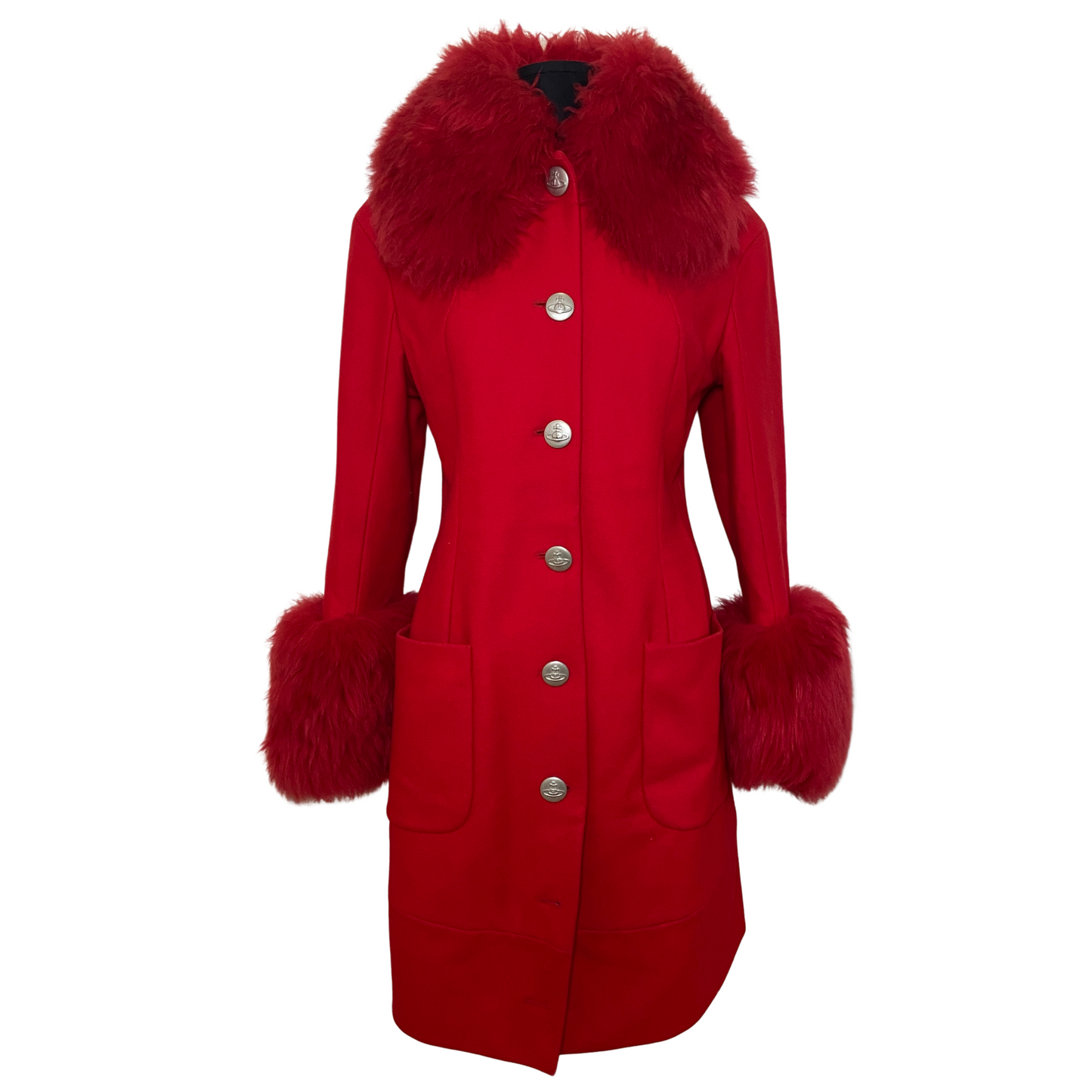 Vivienne Westwood 90's Red Faux Fur Poodle Coat
