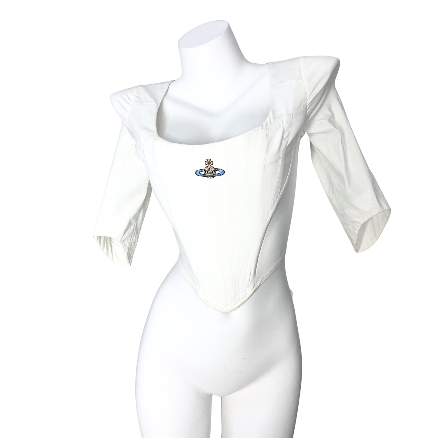 Vivienne Westwood 90's White Orb 3/4 Sleeve Corset
