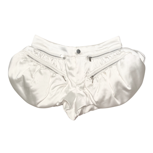 White Silky Bubble Shorts
