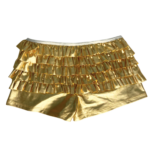 Golden Ruffle Trim Shorts