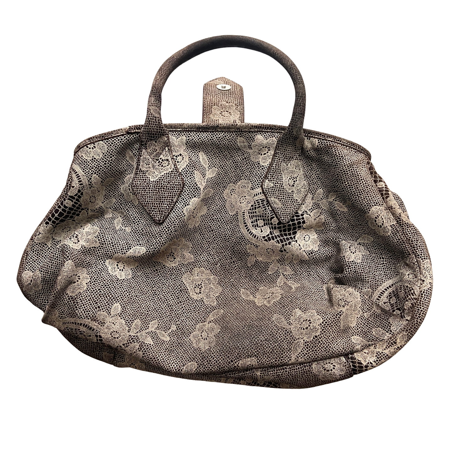 Vivienne Westwood Large Sized Brown Lace Pattern Orb Bag