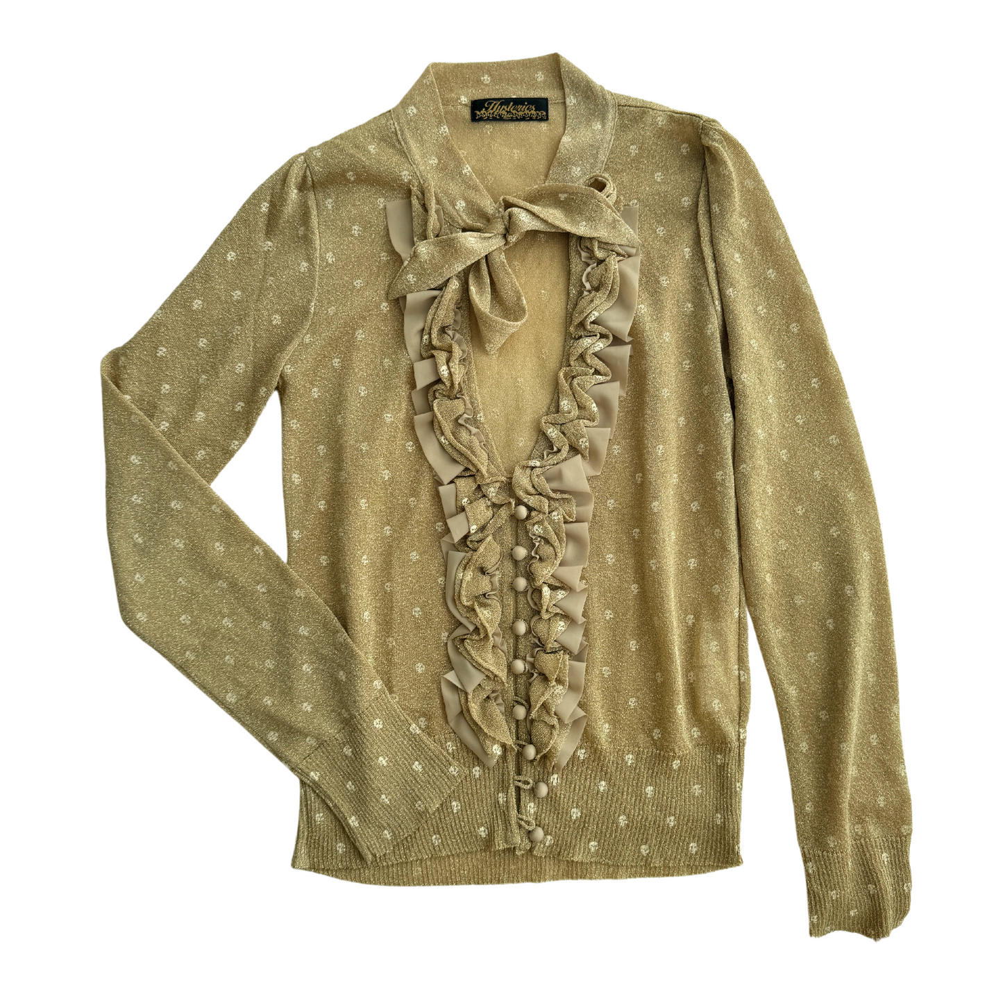 Hysteric Glamour Sparkly Skull Ruffle Trim Caridgan
