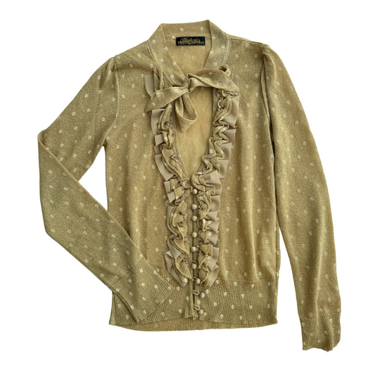 Hysteric Glamour Sparkly Skull Ruffle Trim Caridgan