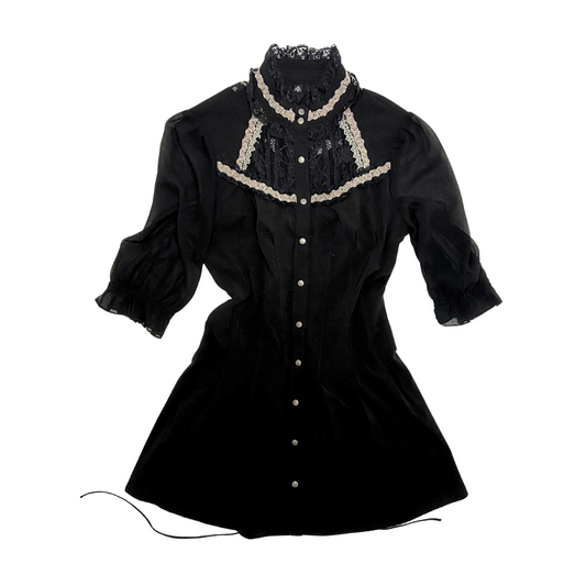 Ozz On Horror Protagonist Style Mini Button-up Dress