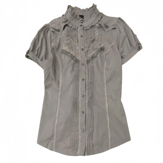 Ozz Lace & Rose Print Grey Shirt Top