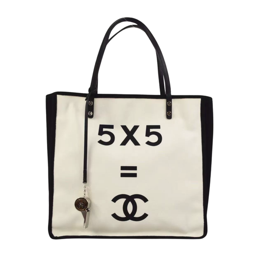 Chanel Shoulder Canvas Tote Bag with Charm
